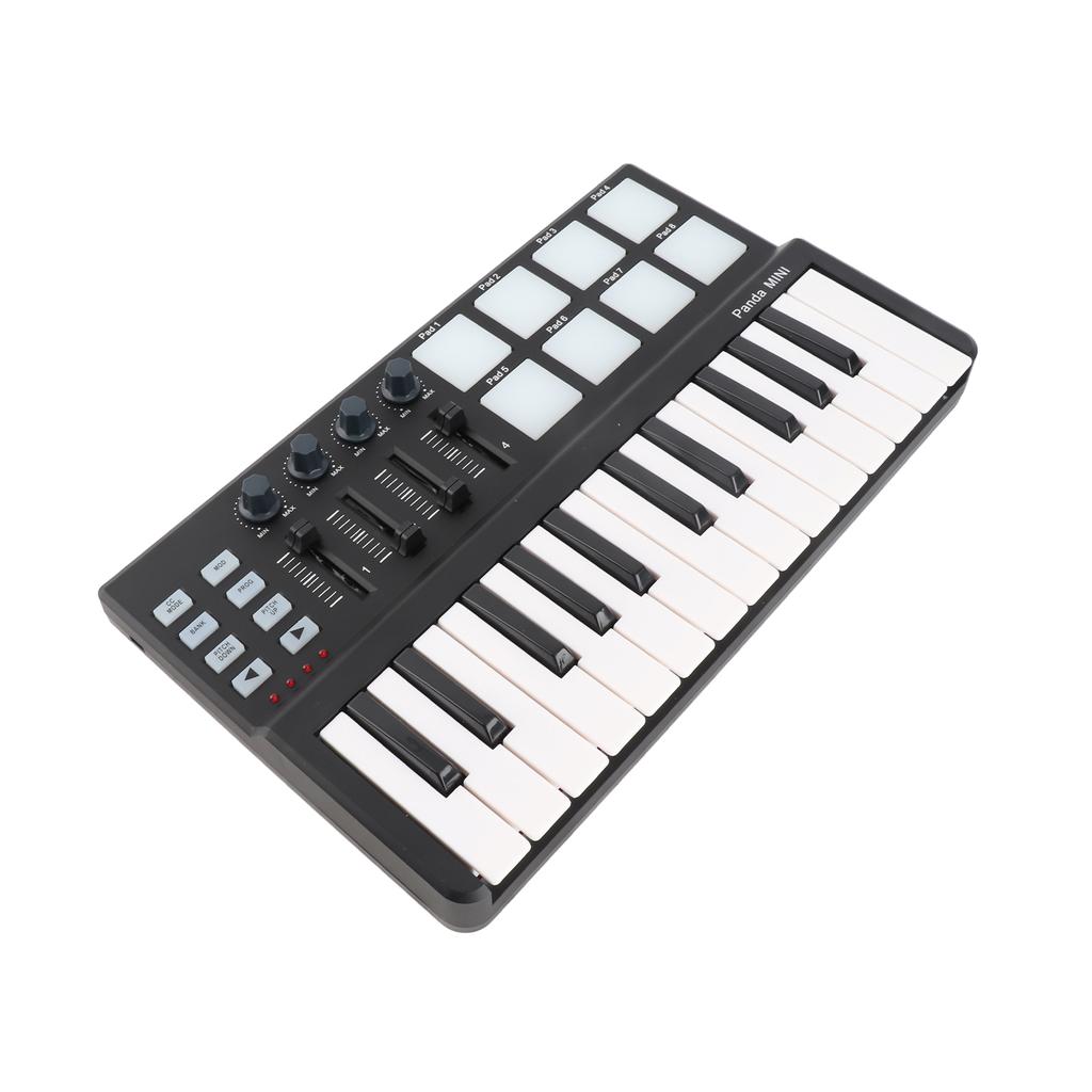 25 Key Ultra Portable USB MIDI Keyboard Controller with 8 Colorful Backlit Trigger Pads