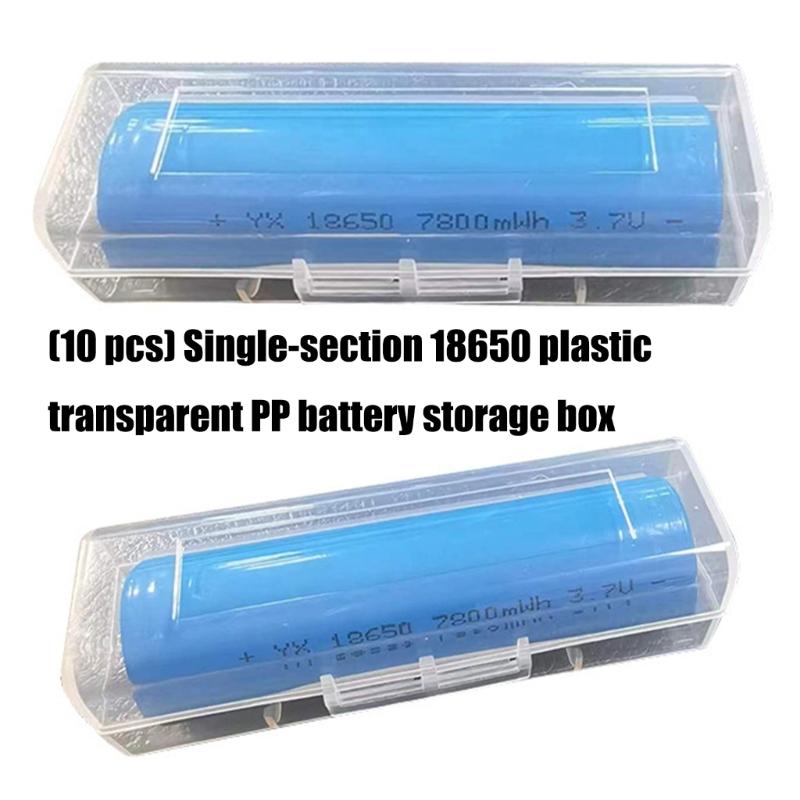 10pc Single Slot Plastic 18650 Battery Storage Case Secure Snap Closure Box for Enhances Safety and Convenient Access