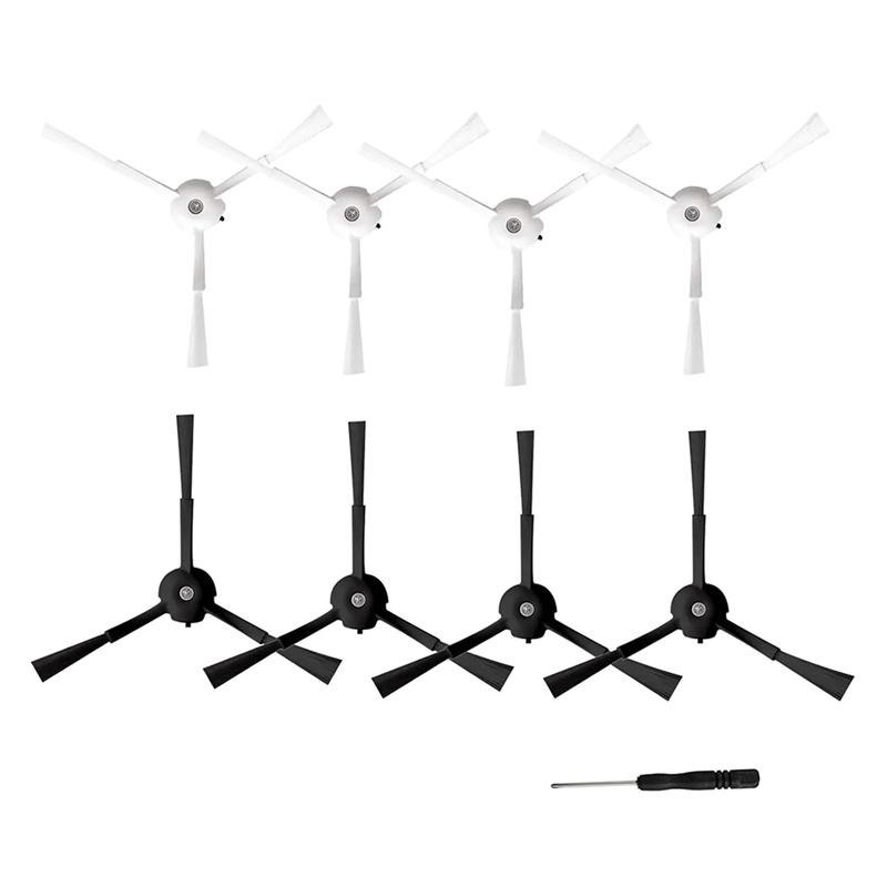 

A65T-8Pcs Side Brush Accessories For Roborock Q Revo /P10 Robot Vacuum Cleaner Replacement Parts, Black And White Side Brush