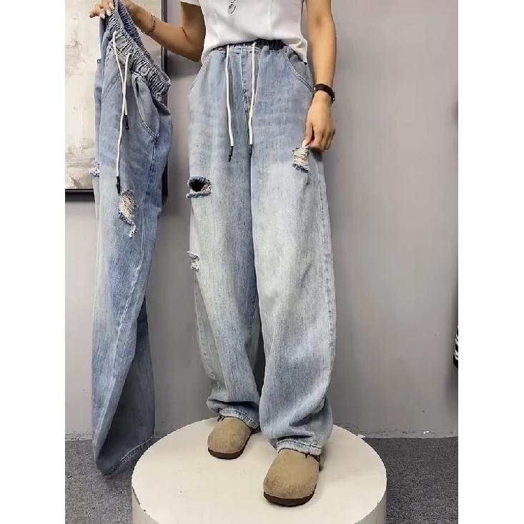 

Ретро джинсы мужские осенние новые стильные взрывные уличные хулиганские красивые повседневные брюки для подростков свободные прямые широкие мужские брюки 3XL синий