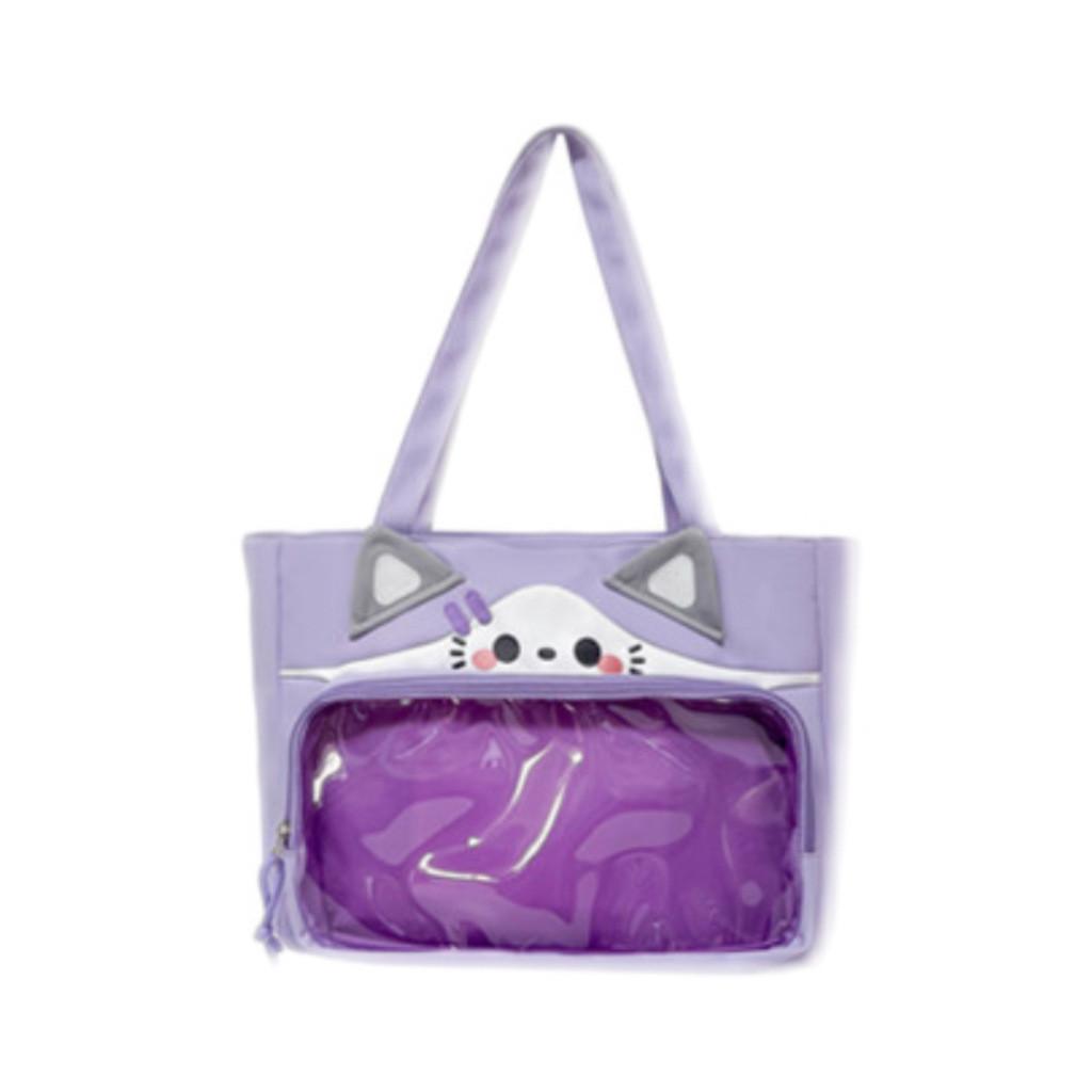 

Cute Rabbit Dog Cat Penguin Design Women Tote Bag With Compartment Transparent фиолетовый
