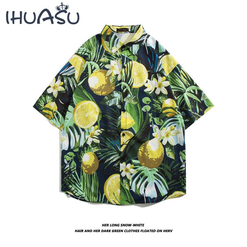 

Новая рубашка с цветочным принтом Приморская повседневная пляжная рубашка Мужская рубашка с короткими рукавами с принтом Быстросохнущие мужские топы