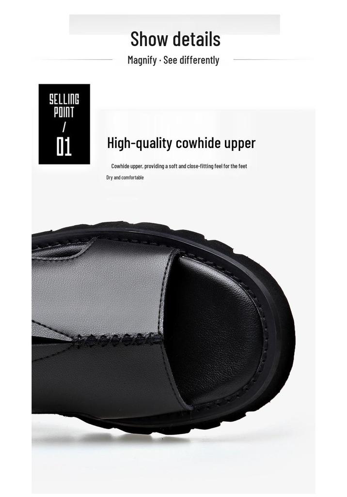 Men's Genuine Leather Roman-Style High-Top Sandals - Trendy, Comfortable, Soft Sole