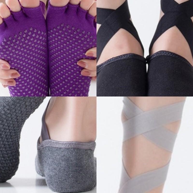 Summer New Cross Band Yoga Socks Breathable Anti Slip Sweat Absorbing Expose Toe Dance Pilates Yoga Socks