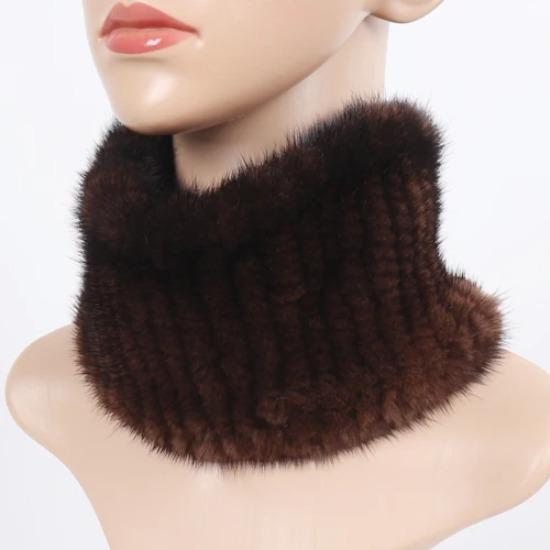Hot Sale Women Winter Real Mink Fur Scarves Headbands Good Elastic Knitted Natural Mink Fur Scarf Lady Thick Warm Fur Muffler