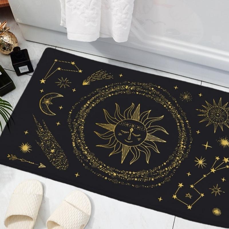 Sun & Moon Print Floor Mat Carpet Doormat for Living Room Home Decoration Small Area Bedroom Non-slip Plush Floor Mats Rug