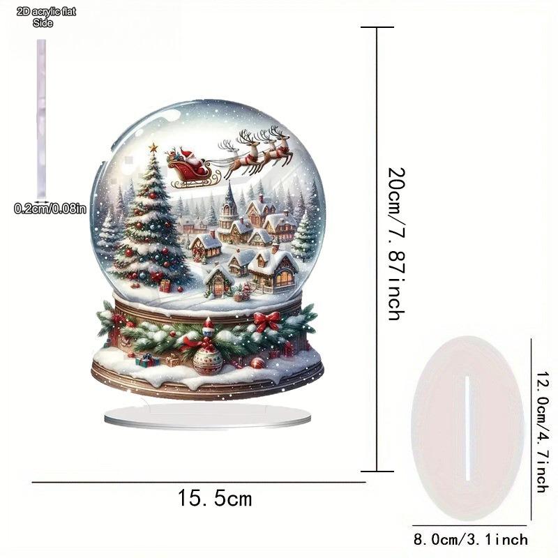 Christmas Decorations Santa Claus and Reindeer - 2D Flat Acrylic Desktop Ornament, Wall Decor Art, Four Seasons Decoration, Novelty Home Decor
