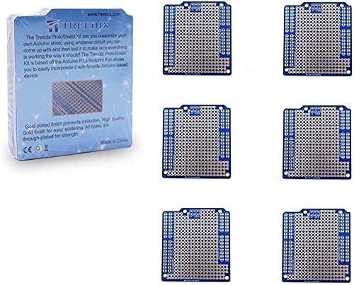 

Treedix 6pcs Printed Circuit Board PCB Prototype Board Breadboard Double Sided Tin Plated Gold Plated Holes Compatible with Arduino UNO R3