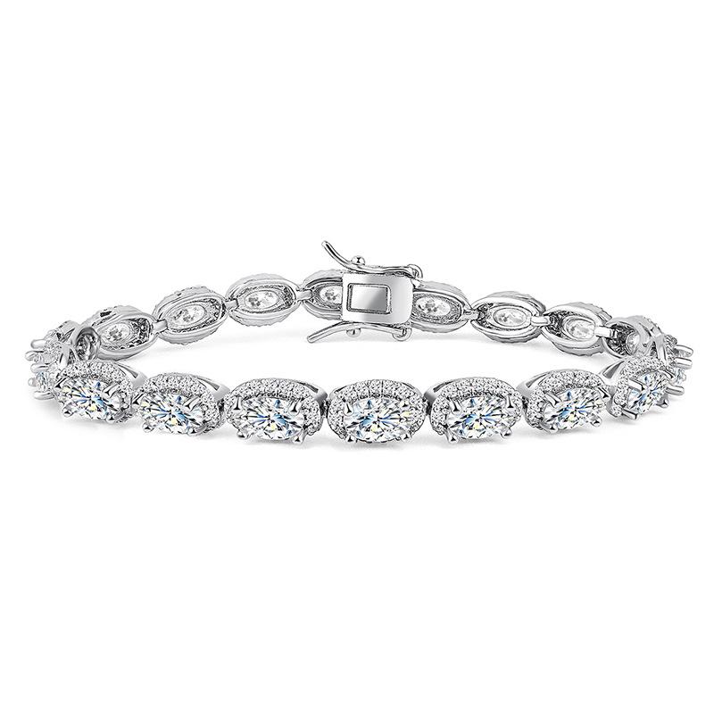 

Explosive 6mm tennis bracelet men s and women s light luxury high-end oval Cuban bracelet European and American 6