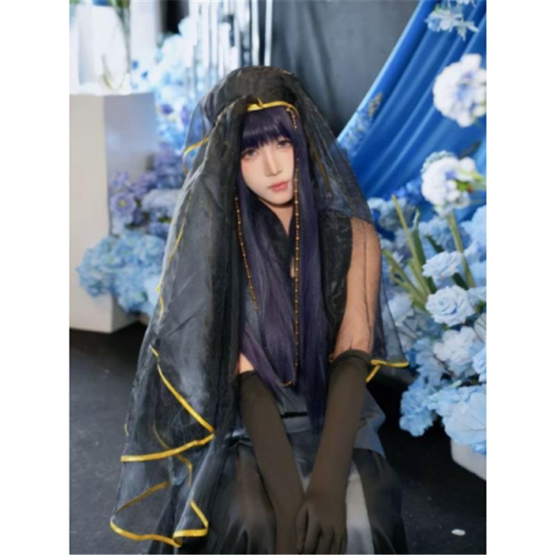 The Last Hyūga Hinata Black Wedding Dress Cosplay Anime Clothing Halloween Costumes For Women Gothic Black Dresses ACGN Party