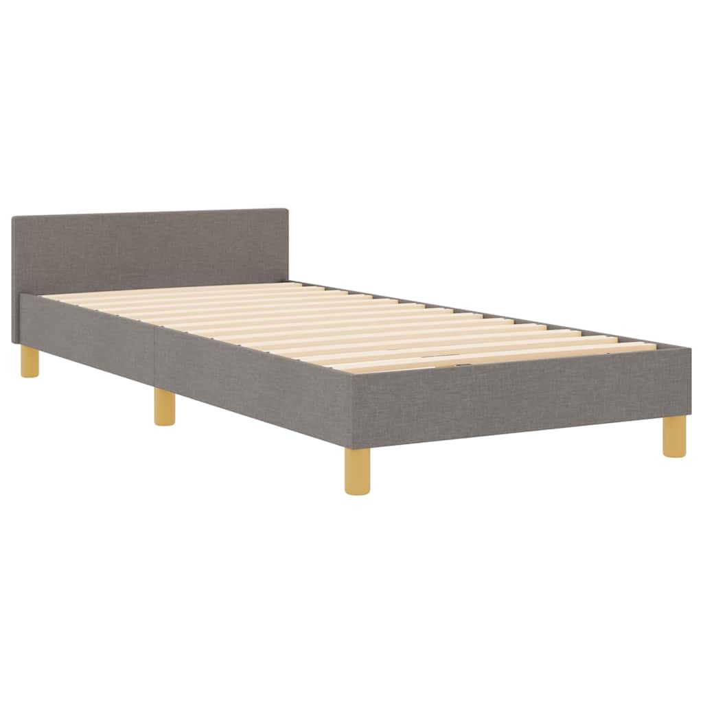 Bed Frame with Headboard Taupe 90 X 190 Cm Fabric
