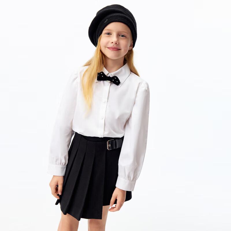 

little MO&Co. Girls Pure Cotton Princess Sleeve White Shirt 120