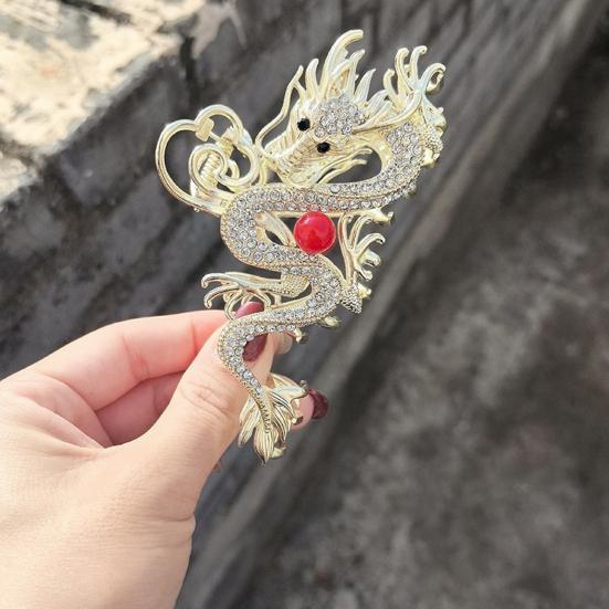 Women Hair Claw Chinese Style Dragon Shape Anti-slip Teeth Hair Clip Back Head Shark Hair Claw Hair Accessory