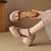 Thick-soled hollowed-out bag head sandals women's muffin breathable Roman shoes 2025 summer new skirt one-button high heels