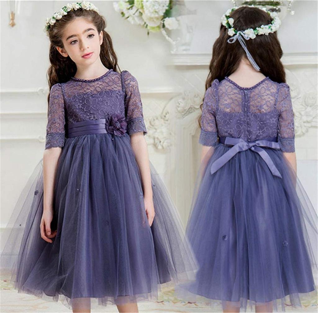 Honey baby Lace Junior Dress for Perfect for Flower Girl Princess Piano Kindergarten Entrance and Special Occasions Children's Dress, Kids' Dress,