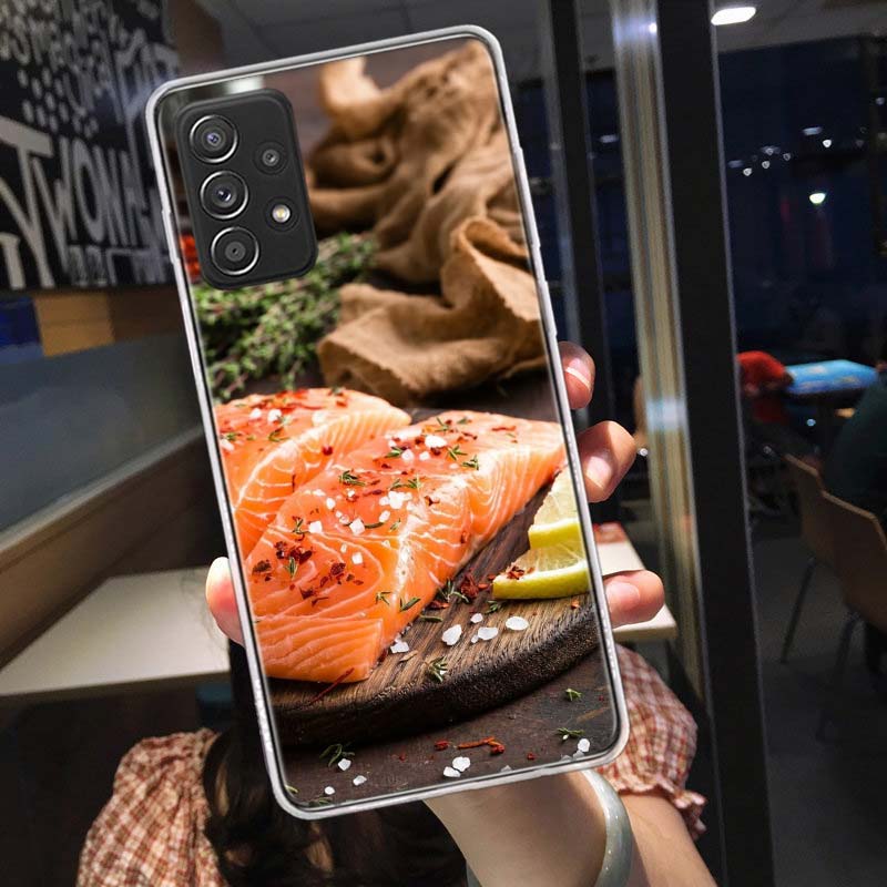 

Salmon Sashimi Phone Case for Samsung A54 A57 A37 A17 A14 A15 A12 A24 A34 A55 A35 A25 A52S A07 A05S A04S A22 A32 A72 Galaxy Note Samsung A25 5G