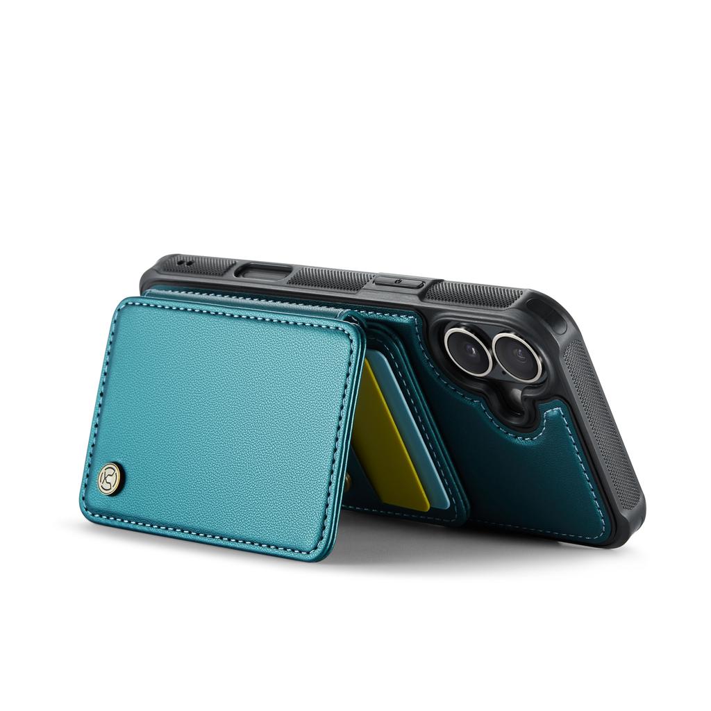 JEEHOOD J05 For iPhone 16 Case Leather Mobile Cover with Detachable Magnetic Card Bag