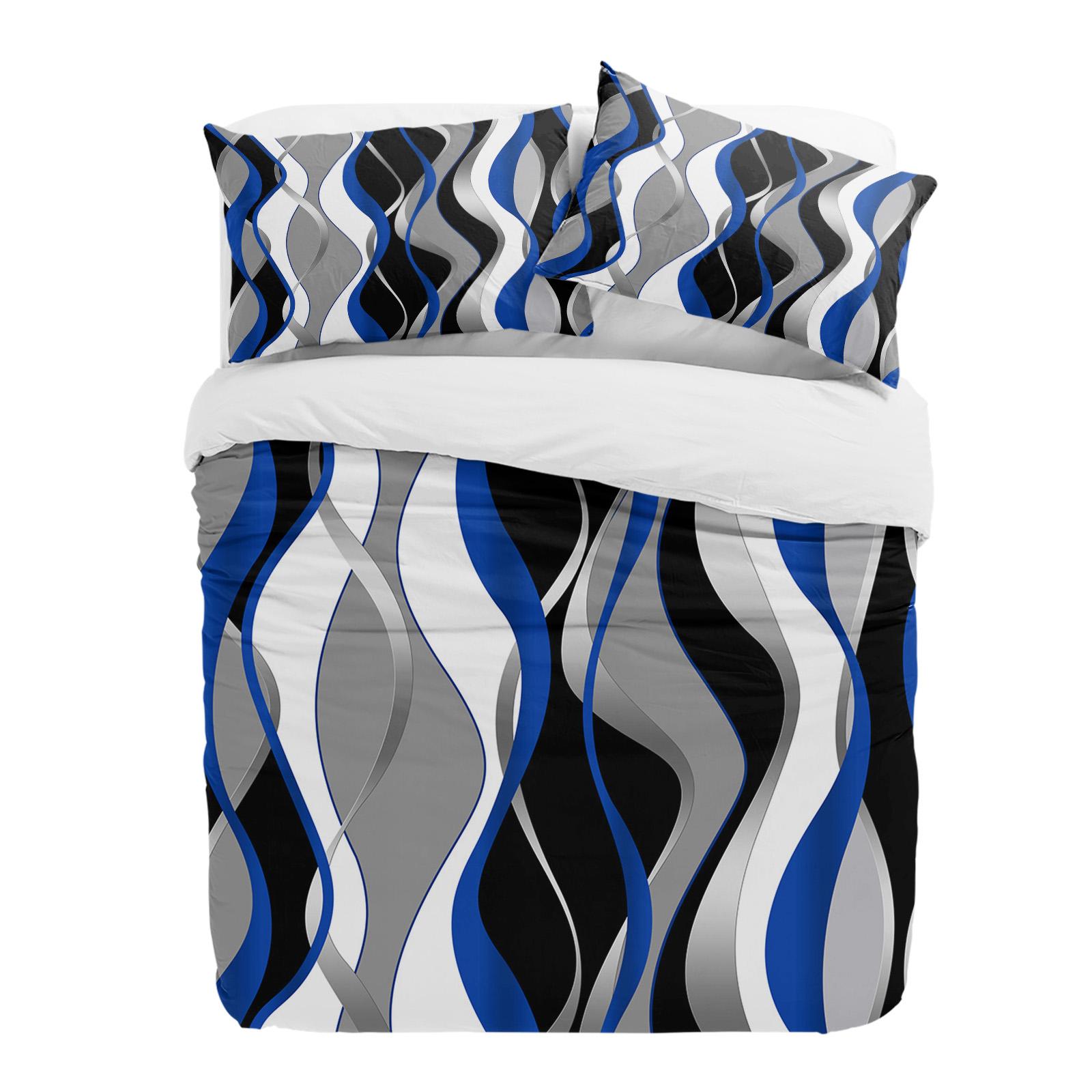 

Geometry Abstract Line Blue Black 3pcs Bedding Set For Double Bed Home Textile Duvet Cover Quilt Cover Pillowcase EU single(135x200cm)