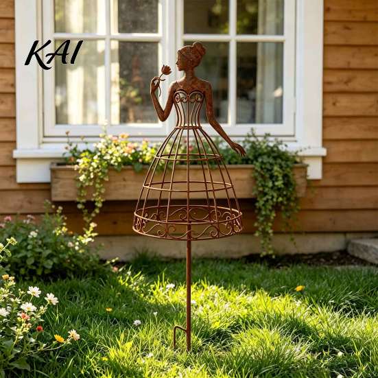 Elegante weibliche Silhouette Pflanzenstütze Vintage Dame Gartengitter Rankhilfe, Rustikales Metall für Kletterpflanzen Botanische Dekoration Außenbereiche Ranken Und Blumen,