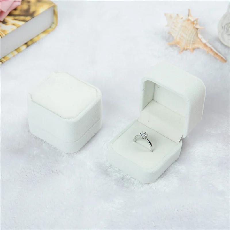 Round Corner Velvet Jewelry Box Ring Stud Earring Ring-Shaped Badge Storage Box Jewelry Organizing Box 5x5.5x4cm