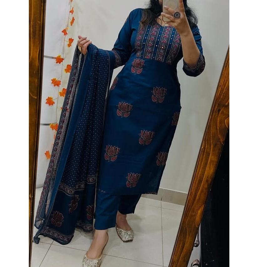 Women Designer Kurta Pant Dupatta Set Indian Bollywood Top Tunic Salwar Suit Party Wear