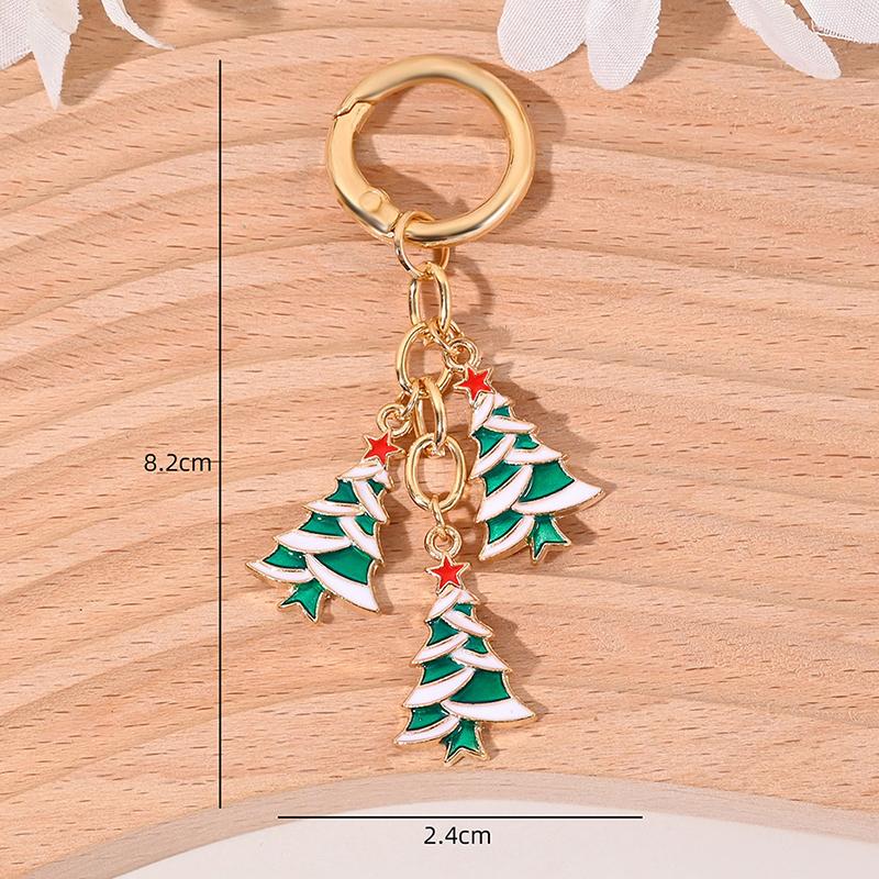 New Christmas Tree Santa Claus Keychains Bag Charm For Women Exquisite Bag Pendant Car Key Ring Jewelry Christmas Gift