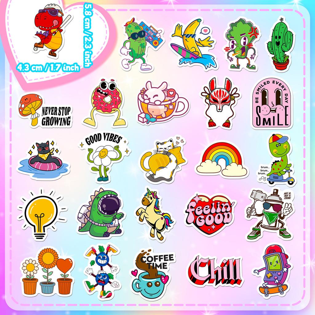 50 Mix And Match Netmap Stickers Shrimp Skin Cartoons Cute Student Kids Reward Stickers