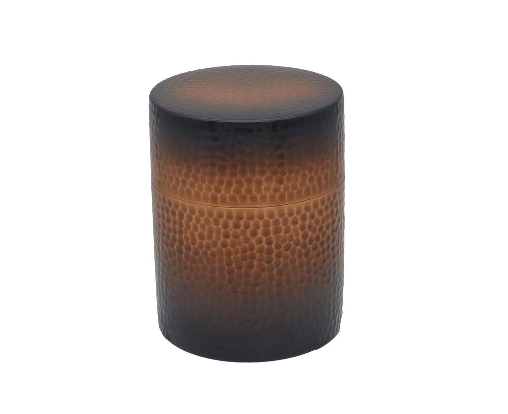 Shinkodo Made In Japan Pure Copper Tea Caddy (Large) with Red Copper Finish and Hammered Design, Gift Wrapping Available