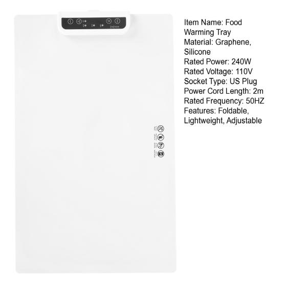 Elektrisches Warmhaltetablett mit einstellbarer Temperatur, faltbares Design, schnell erhitzendes Speisenwärmer, Tischset mit Kochplatte