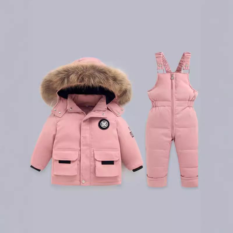 Children's Down Jacket Thickened White Duck Down Two Piece Set - Lightweight Fashion Hundred Warm Coat Set
