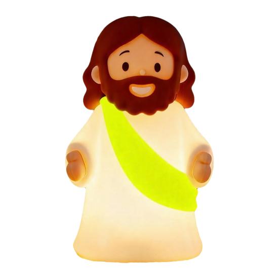

Mini Jesus Silicone Night Light with Dimmable Touch Control & Rechargeable Battery Waterproof Bendable Bedside Lamp for Kids Easter And Christmas Gift C