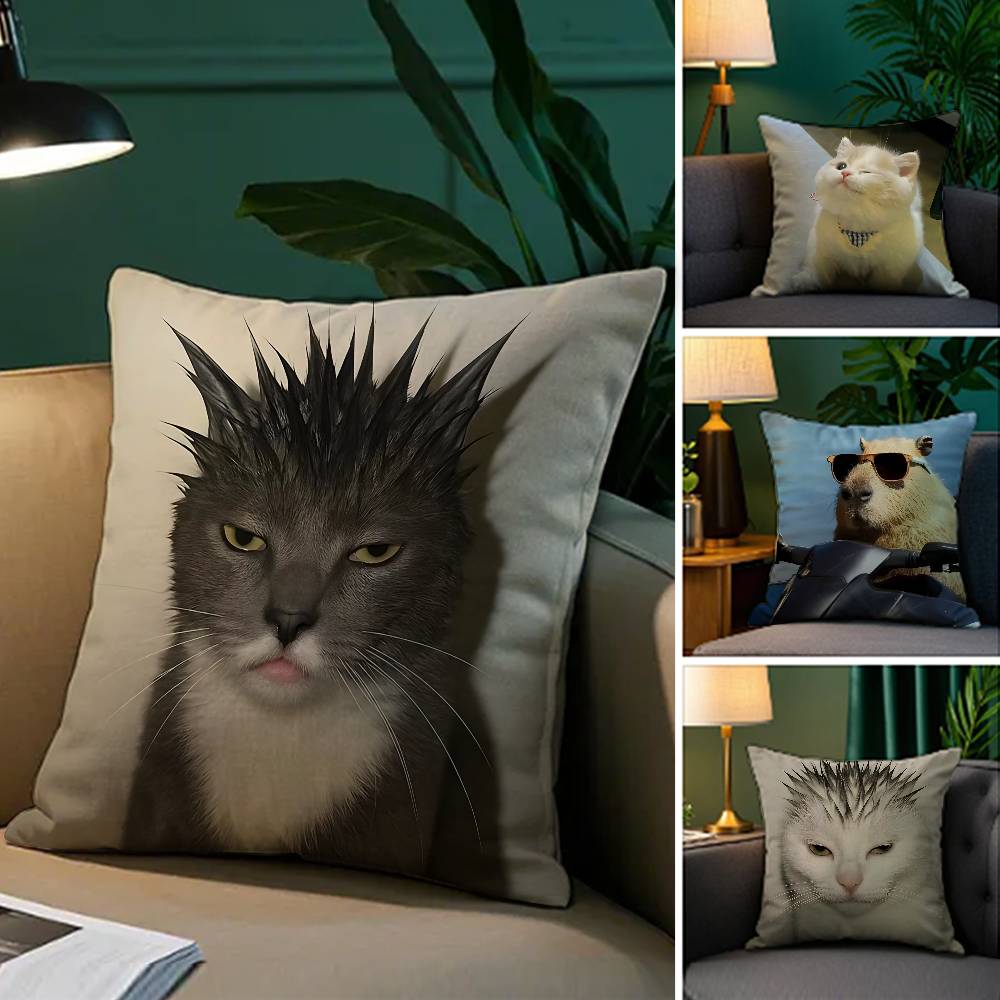 Lustige und interessante Tiere – Kissenbezug für bequemes Sofa oder Bett. Seidig-elegant, mit unsichtbarem Reißverschluss. Dekorativer Kissenbezug