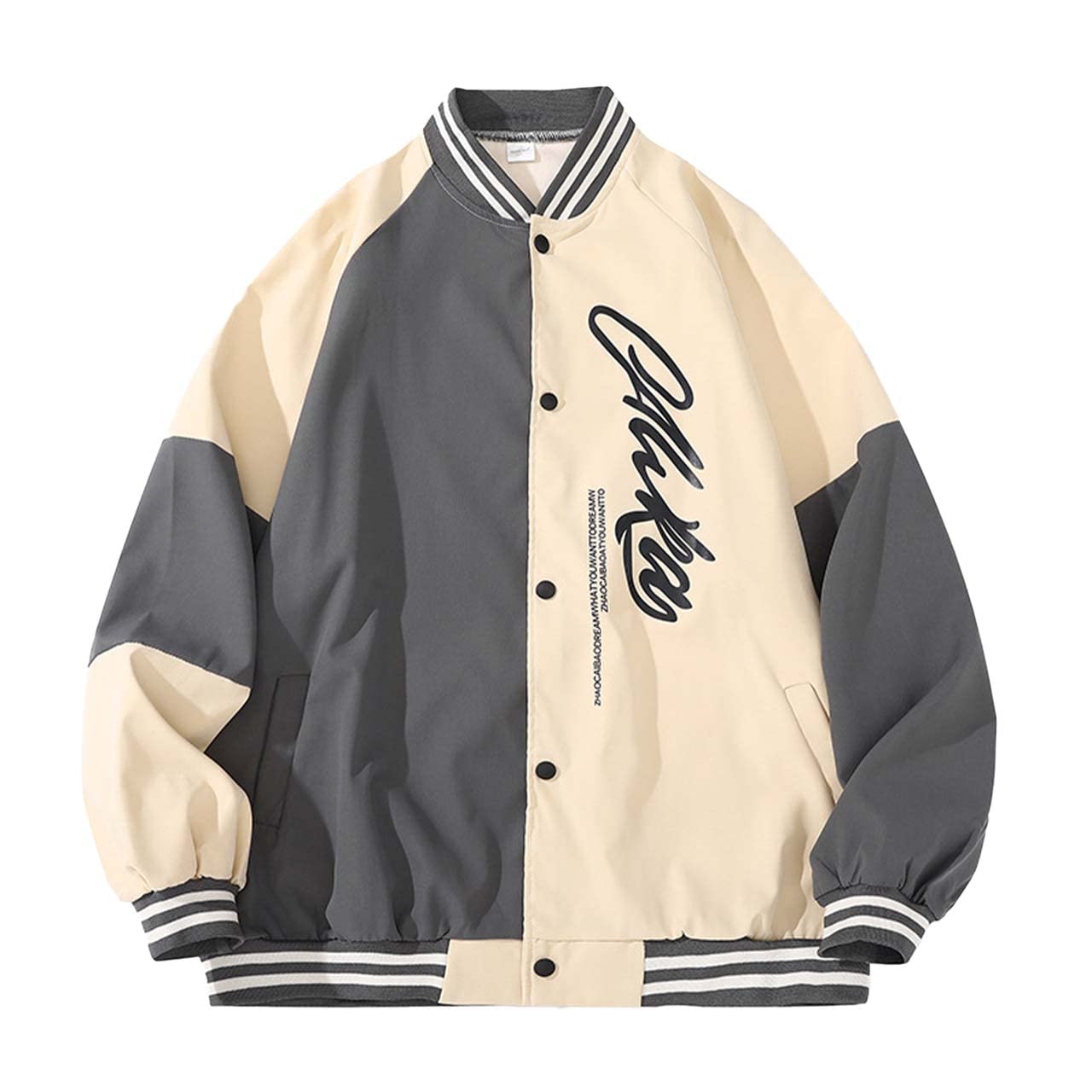 

Lidicolo Oversized Stadium Korean Oversized Casual Suitable for and Long Loose American Oversized Street XXL Jacket, Lightweight, Style, Silhouette, слоновая кость