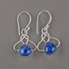 Natural Lapis Lazuli Gemstone 925 Sterling Silver Handmade Drop Earrings 1.50" For Anniversary Gift EE-2-24