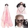Halloween Gothic Flower Garland With Black Veils Hairband Cosplay Wedding Headpiece Costume Headwear Accessory
