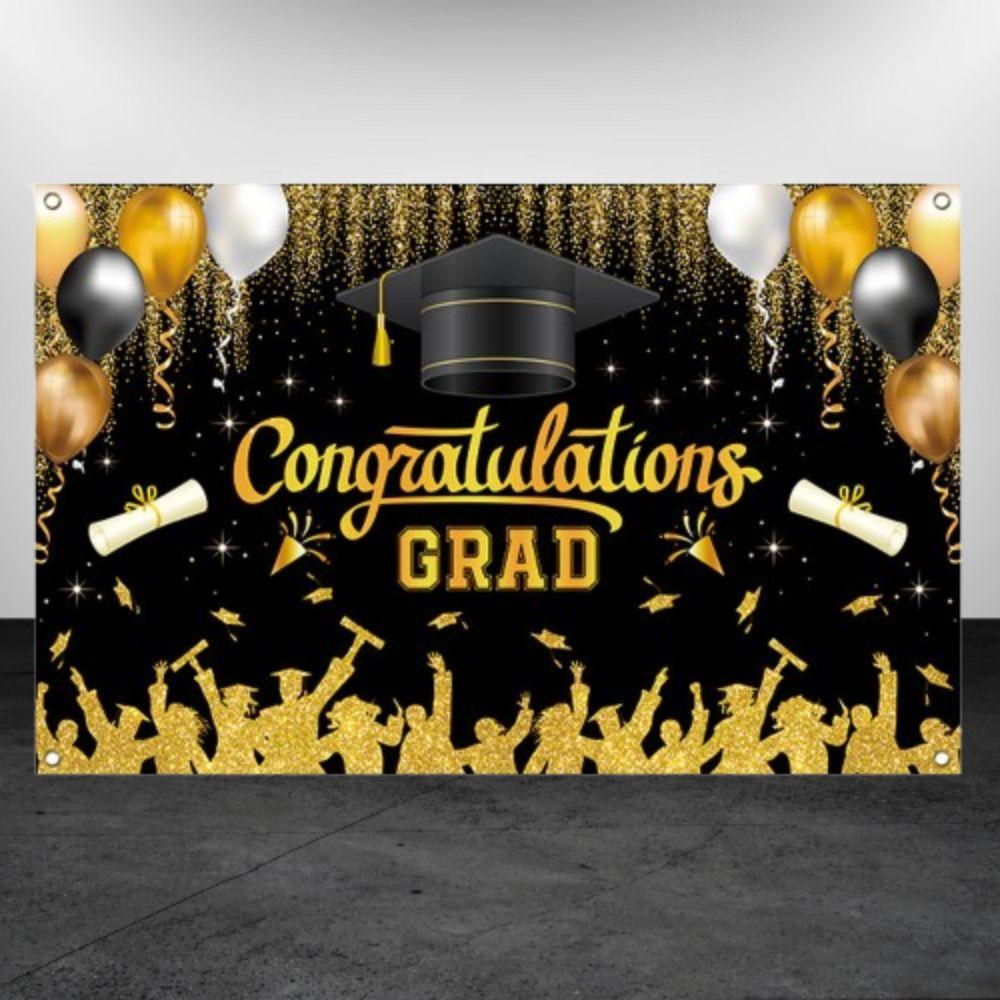 Herzlichen Glückwunsch Absolventen Hintergrund Glitzer Happy Graduation Banner Erwachsene Kinder
