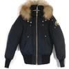 Moose Knuckles Schwarze LITTLE RAPIDS BOMBER Daunenjacke mit Kapuze und Pelzbesatz Jacke S schwarzGebraucht