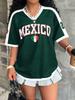 T-shirt da Donna con Stampa Messicana Estate Manica Corta Vestibilità Larga Traspirante Grafica Patriottica Maglia per Uso Quotidiano Casual Streetwear Outdoor