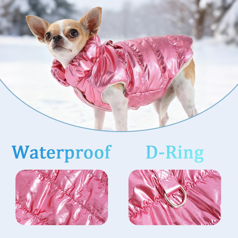 Winter Dog Clothes Waterproof Button Jacket For Small Medium Dogs Cats Warm Fleece Puppy Vest Coat With D-ring Chihuahua Costume