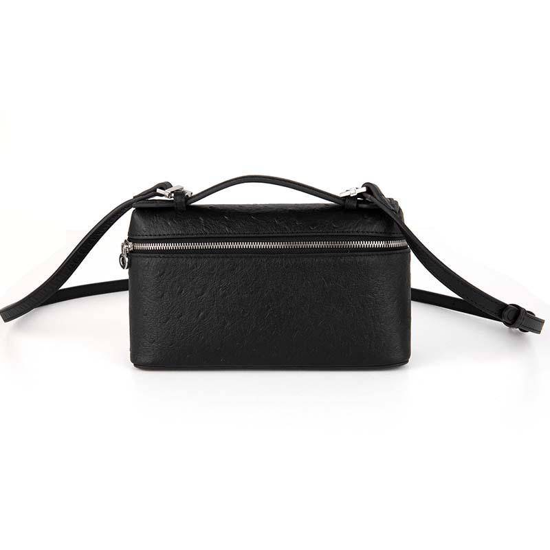 2025 New Head Layer Leather LP19 Lunch Box Bag Fashion Ostrich Pattern Fashion Versatile Single Shoulder Crossbody Makeup Bag