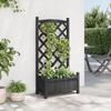 Vidaxl Planter with Trellis, Black, Solid Fir Wood
