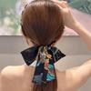 Adjustable Bow Silk Scarf Headband Floral Print Hair Hoop Ribbon Hairband  Boho Hair Accessory