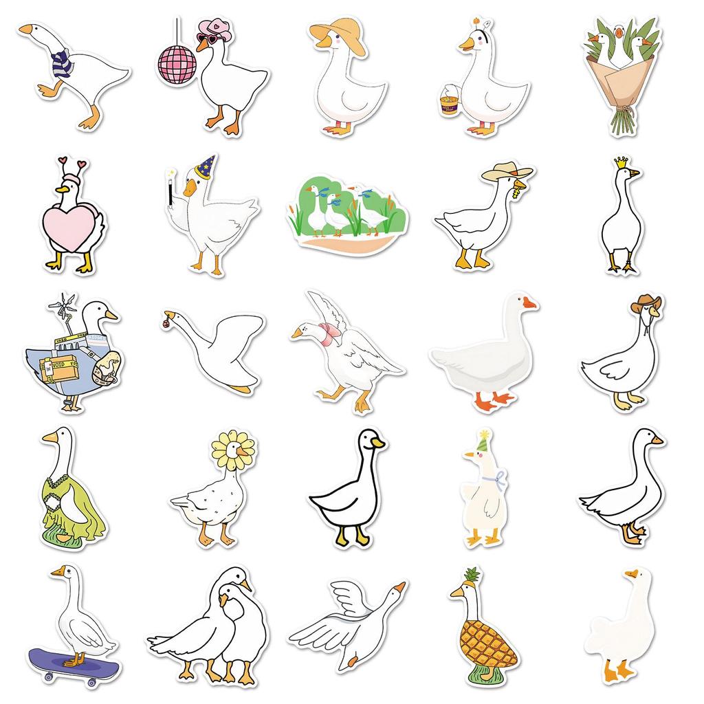 50 Goose Graffiti Stickers: Cute Cartoon Animal Decorations for Suitcases, Water Bottles, and Phones