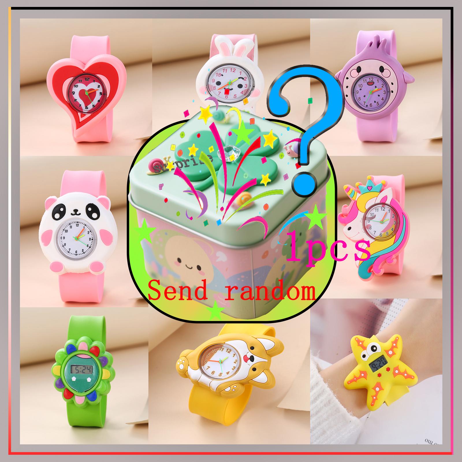 

Сюрприз-слепая коробка; разнообразные мультяшные маленькие животные, дисковые стрелки, часы-хлопушки; случайный стиль. разноцветный