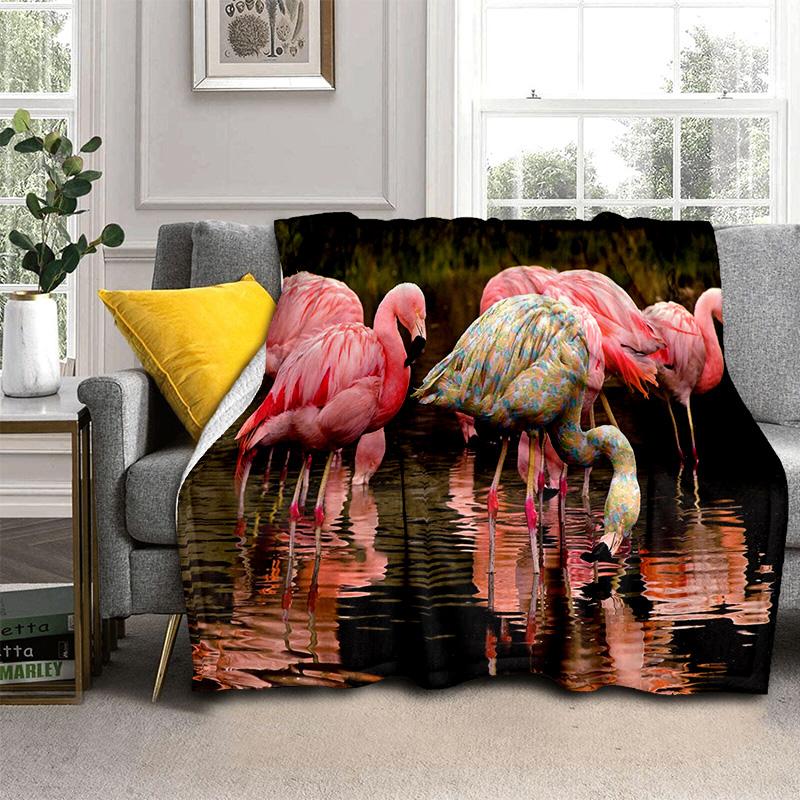 HD Pink Flamingo Bird Rainforest Cartoon Blanket,Soft Throw Blanket for Home Bedroom Bed Sofa Picnic Travel Cover Blanket Kids