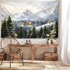 1 Stück, Berghütten-Wandteppich, 126x320 Zoll, Gewebter Wandbehang aus Polyester, Weicher und Flacher Stoff, Natürlicher Stil Raumdekor, Rückwand für Schlafzimmer & Wohnzimmer