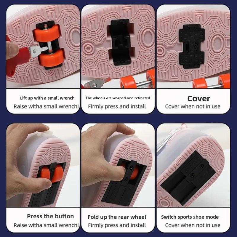 LED Speed Roller Skates for Children Racing Ice Skating Sneaker with Wheels NEW 4 Wheels Roller Skates Shoes for Boys and Girls