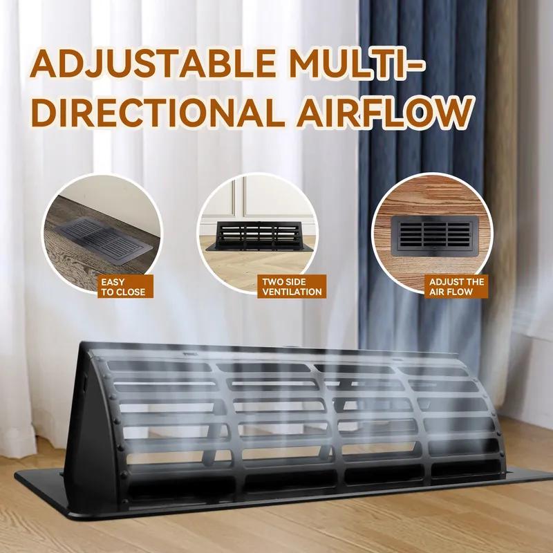 Floor Vent Covers 4 x 10 inch, Adjustable Air Vent Deflectors for Home Floor,Sidewall,Office or Ceiling Black Floor Register