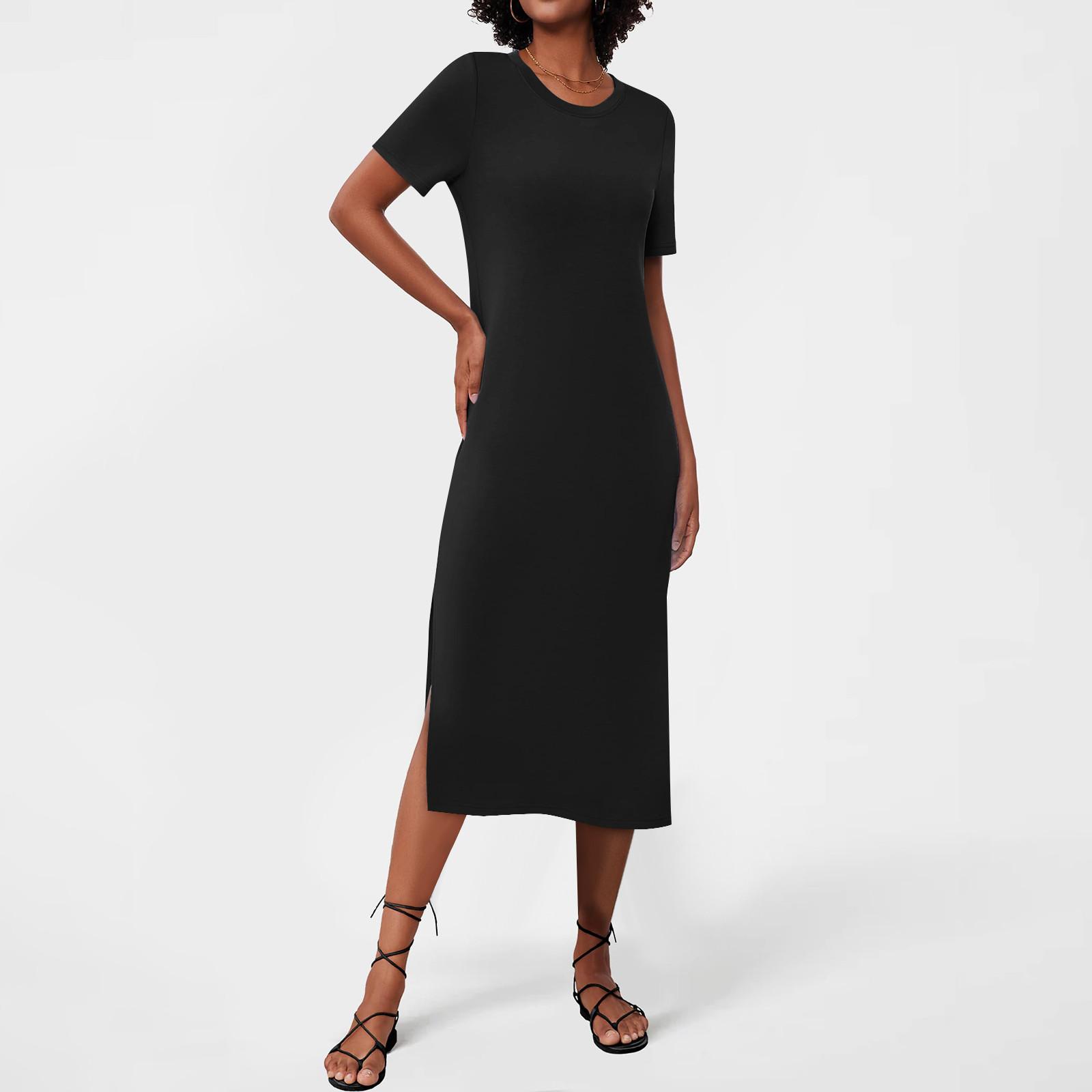 Женские струящиеся платья Женские летние платья Повседневные длинные платья с круглым — фото 3