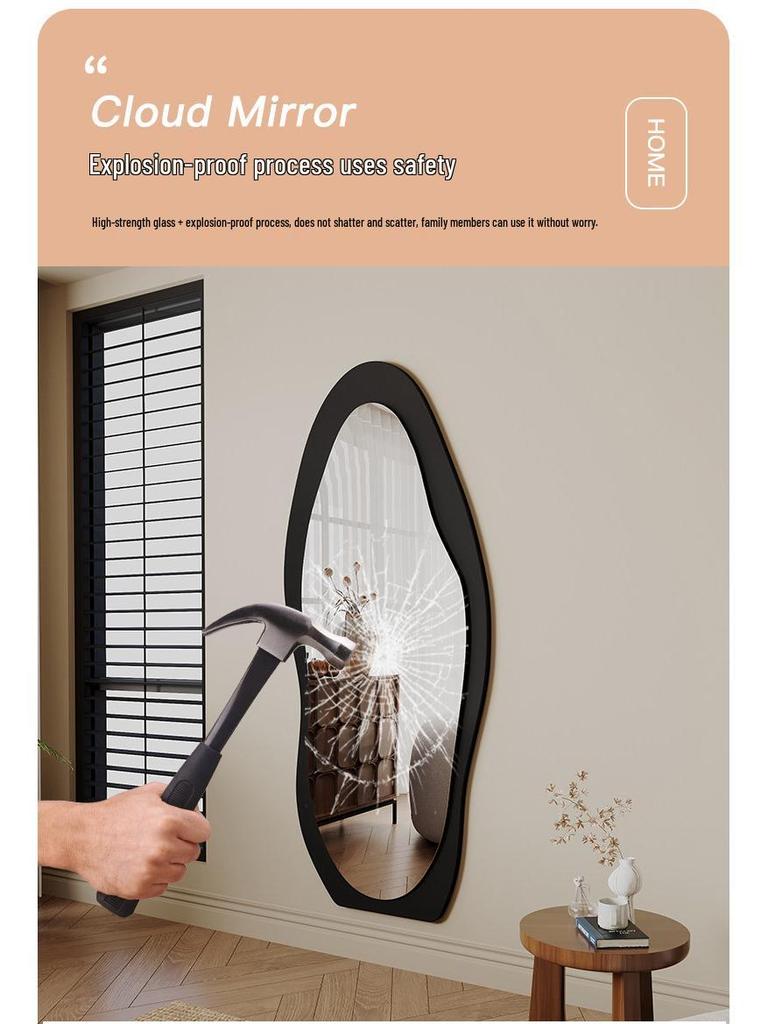 Senfu Ultra-Clear Irregular Full-Length Mirror, Wall-Mounted, Explosion-Proof for Home & Bedroom Use